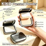 KIKO Invisible Touch Water Lily Setting Powder Luminous Shimmer Baked Face Powder for Dry Skin Natural Glow with Mirror and Puff