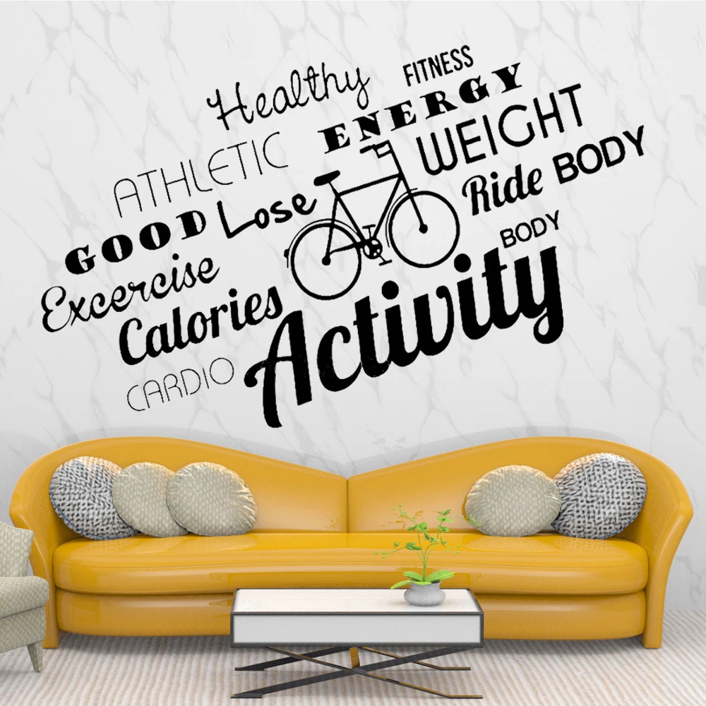 Fitness Quotes Wall Decals Sport Sticker Interior Decor Text Wallpapers Creative Gym Room Art