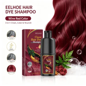 Fast-acting Hair Dye Shampoo Deep Wine Red 3 In 1 Natural Herbal Plant Extract Instant Coloring Shampoo For Gray White Hair Coverage Nourish Scalp