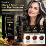 Hoegoa 3 in 1 Hair Dye Shampoo Ginger Moisturizing Hair Cleaning White Hair Cover Silver Gray Black Hair Coloring Shampoo 100ml