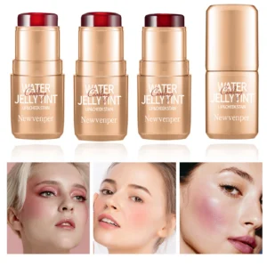 3Pcs Durable Waterproof Water Jelly Tint Blush Stick for Face and Lip，Non-Sticky，Long Lasting，Moisturizing，Nourishing