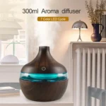 2-In-1 Wood Air Humidifier & Aroma Diffuser - 300ml USB Essential Oil Diffuser For ACHome, Office, Yoga Studio - Aromatherapy Machine With 2 Oils Included