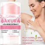 JUINHOU Sakura Deodorant Stick Natural Floral Fruit Scent Control Underarm Odor Removal Portable For Daily Travel Dating Workout