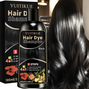 YUITIKUE Black Hair Dye Shampoo - Ammonia-Free, Gentle Formula For Covering Gray Hair, Plant-Based Hair Care, 100ml