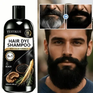 8 In 1 Black Hair Dye Shampoo 15 Mins Fast Coloring Ginseng Herbal Formula Long Lasting Gray Coverage Moisturizing Hair Dye