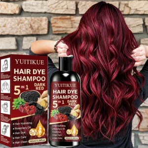 Fast Coloring Hair Color Shampoo Moisturizing Scalp‑Care Formula Cover Grey Hair Long‑Lasting Dark‑Red DIY Unisex Hair‑Dye