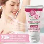 80g Rose and Vanilla Deodorizing Cream, with a 72 Hour Fresh Body Odor, Fresh Rose and Vanilla Scent, Body Deodorizing