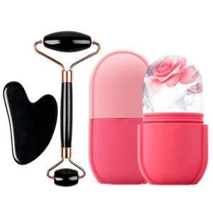 Ice Face Roller Facial Ice Roller Set, Facial Roller Gua Sha Face Tool Set,Massage Tool Roller Lifting Contouring Tool Mold Cube
