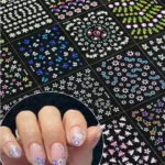 90pcs 3D Y2K Nail Stickers, Total 4800pcs, 3D Self-Adhesive White Floral Nail Art Stickers Including Rose, Daisy, Cherry Blos