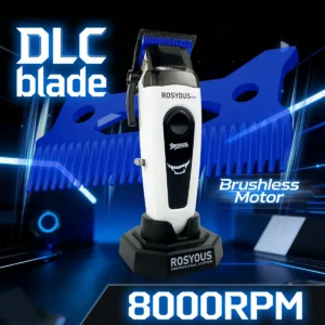 ROSYOUS Men's Hair Clipper DLC Zircon Blade 8000RPM Brushless Motor with Base Charger LED Display Professional Barber Machines