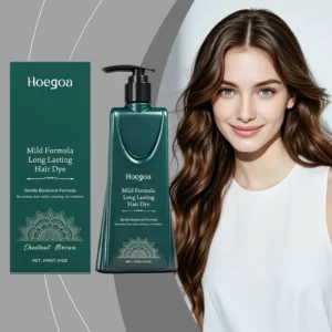 Hoegoa Botanical Hair Dye Shampoo Mild Formula Lasting Gray Coverage Natural Black Chestnut Brown Tea Black Hair Color Shampoo