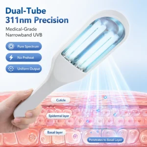 Home Use 311nm Narrowband UVB Handheld Light Dual Tubes Timing Control Portable Auxiliary Skin Care Instrument