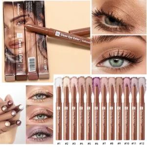 12pcs Eyeshadow Pencil Stick Set Glitter White Shimmering Highlighter For Bright Eyes Dazzling Shade Effect Multishade Eye Makeup Cosmetics