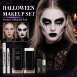 3Pcs Halloween Gothic Makeup Set White Foundation Stick Highlighter Pen Black Face Body Paint for Vampire Cosplay SFX Party Kit
