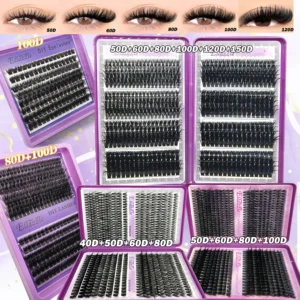 40D-150D Lashes Cluster DIY Lash Extension Mixed Tray Clusters Eyelashes Fluffy Volume Individual Lashes Cat Eye Lash Extension