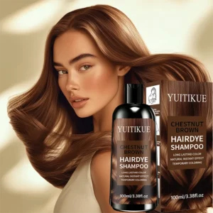 YUITIKUE Chestnut Brown Hair Dye Shampoo 100ml Long Lasting Color Natural Instant Effect Temporary Hair Coloring Shampoo