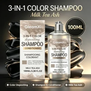 GleamXi 3 in 1 Hair Color Shampoo Milk Tea Ash Depositing Color Conditioning Natural Shine Volumizing Shine Booster Care 100ml