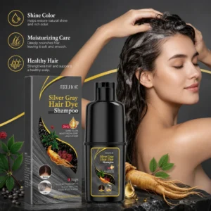 100ml Silvery Grey Hair Coloring Shampoo Natural Herbal Blend Moisturize Strands Clean Scalp Balance Oil Gentle Dye Treatment