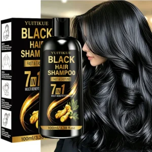 YUITIKUE Black Hair Dye Shampoo 100ml, 7 In 1 Multi Benefit, Easy Use Ginger Shampoo For Darken Gray White Hair