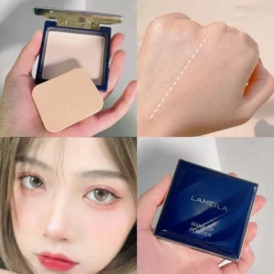 Waterproof Oil-Control Long-Lasting Face Powder with Puff - Makeup Setting Powder for Facial Foundation Cosmetics