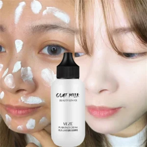 Matte Face Liquid Foundation Goat Milk Cream Natural Whitening Full Coverage Waterproof Brightening Cover Dark Circle Concealer