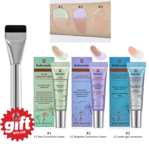 3Pcs Free Brush Color Changing CC Cream Centella Korean Liquid Foundation Long Lasting Face Base Makeup Foundation