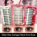 Glue-free Fox Eye Effect Fluffy False Eyelashes Reusable Anime Winged Thick  Lash Beauty Eyes Tool