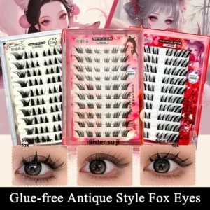 Glue-free Fox Eye Effect Fluffy False Eyelashes Reusable Anime Winged Thick  Lash Beauty Eyes Tool