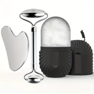 Ice Face Roller Facial Skincare Ice Roller Set, Facial Roller GuaSha Face Tool Set Face Massage Roller Lifting Contouring