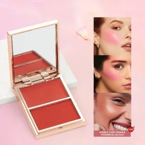 Two-tone Natural Matte Cream Blush Shimmer Contour Blusher Blush Powder Longlasting Waterproof Face Blusher Chinese Cosmetics