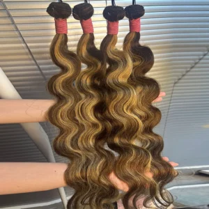 30 32 Inch 16A Highlight Ombre Body Wave Bundles Human Hair 2 3 4 PCS Unprocessed Brazilian Colored Weave Raw Hair Wet And Wavy Human Hair Bundles Extensions