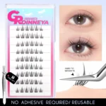 GROINNEYA Noglue Eyelashes DIY Lashe Clusters Natural False Eyelashes Glue Strands Eye Lashes Adhesive Eyelashes