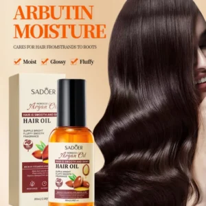 Moroccan Argan Hair Care Essential Oil 80ml, Plant Extracts Provide a Refreshing Sensation and the Oily Ingredients Are Easily Absorbed, Offering Moisturizing Benefits and Care for Damaged Hair, Helping to Improve Dry, Frizzy, and Unruly Hair, Making It Soft, Easy to Comb, and Shiny.